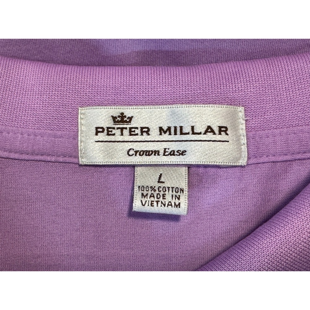 Peter Millar Crown Ease Golf Polo Shirt Mens L EUC Cotton Short Sleeve Purple - Picture 6 of 10